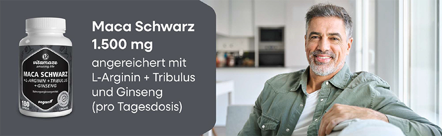 Maca Schwarz angereichert mit L-Arginin + Tribulus und Gingseng (pro Tagesdosis)